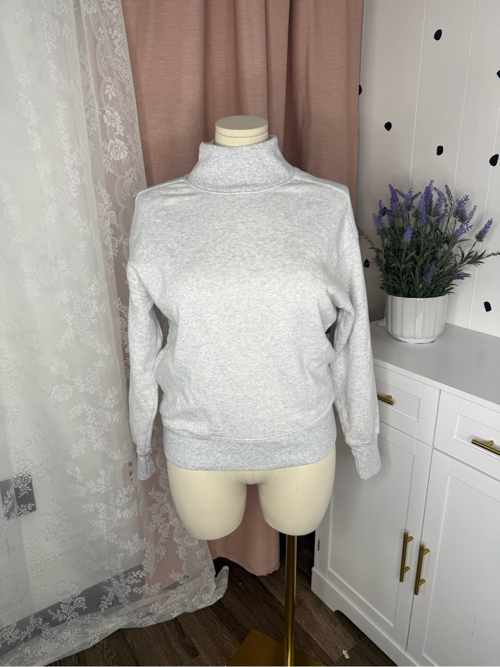 Offline Cloud fleece Light Gray mock neck Pullover Sweater BIN/C